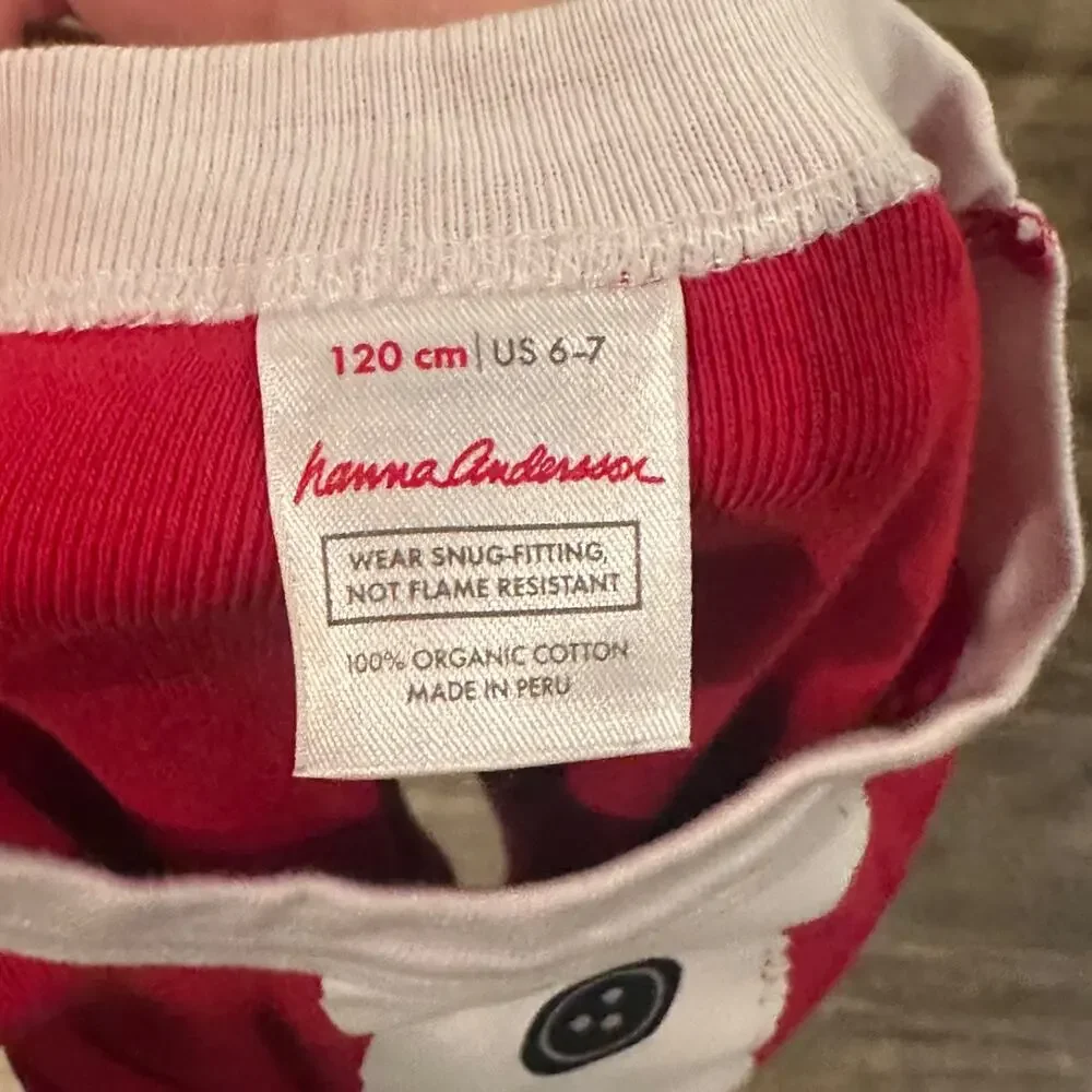 Hanna Andersson Kids Santa Pajama Set - Red - Size 6/7 (120cm) - Organic Cotton